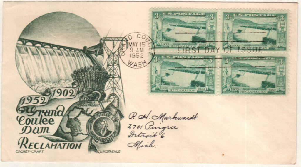 #1009 - 1952 3¢ Grand Coulee Dam Classic First Day Cover