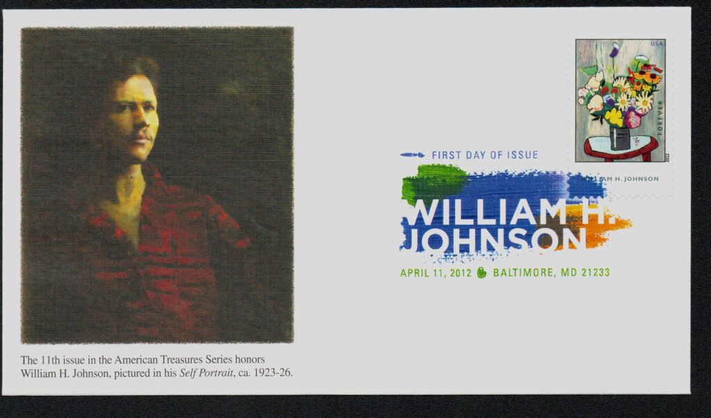 #4653 - 2012 First-Class Forever Stamp,American Treasures: William H. Johnson, Flowers Painting Fleetwood First Day Cover with Digital Color Cancel