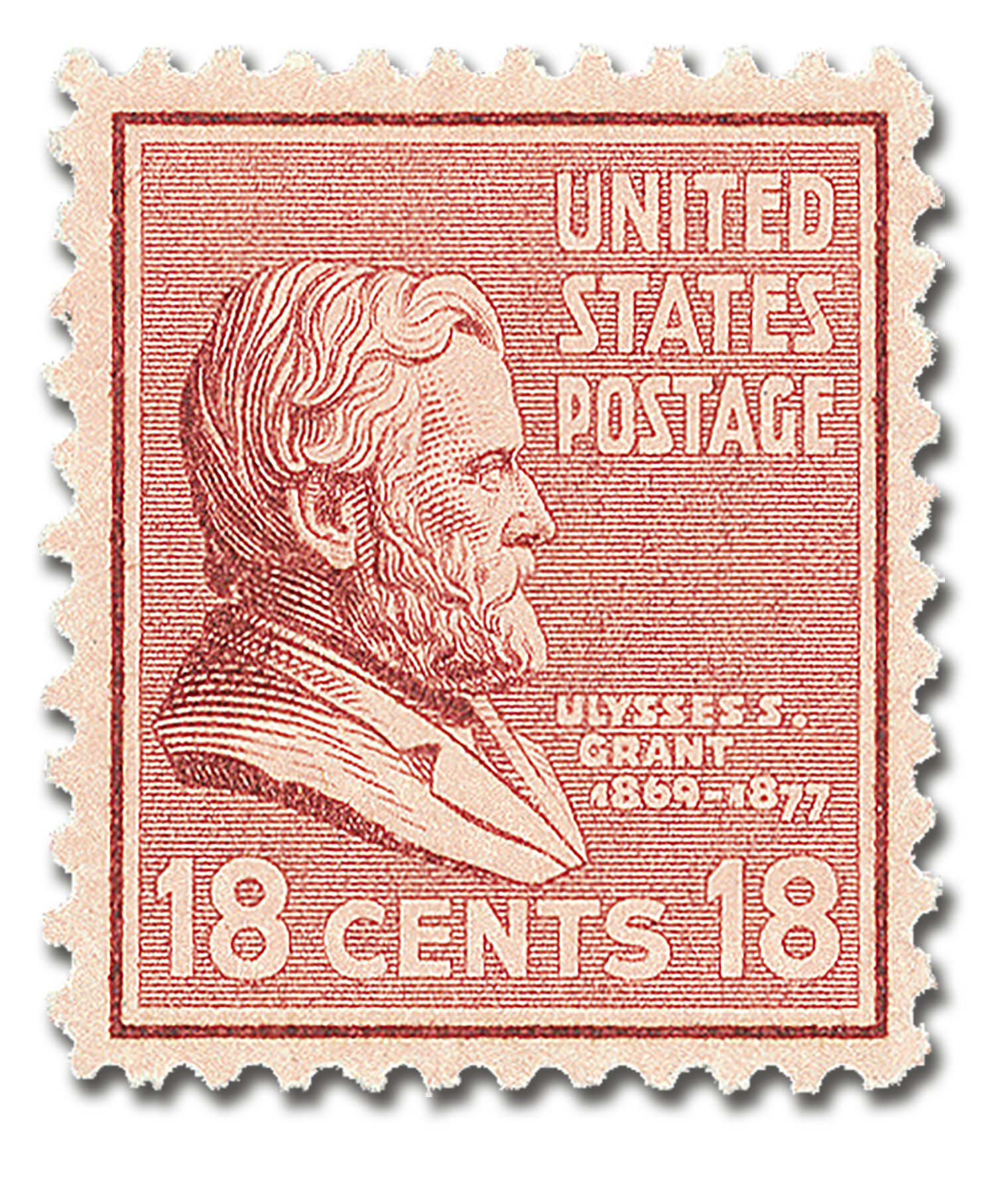 # 823 - 1938 18c Grant, red brown