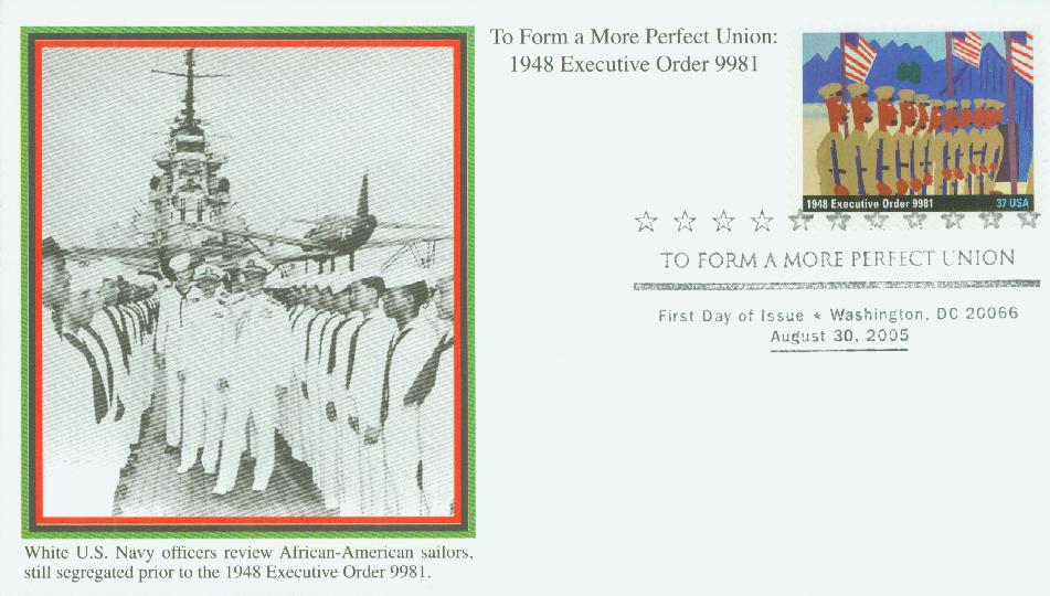 2005 37¢ To Form a More Perfect Union: Executive Order 9981 Mystic First Day Cover