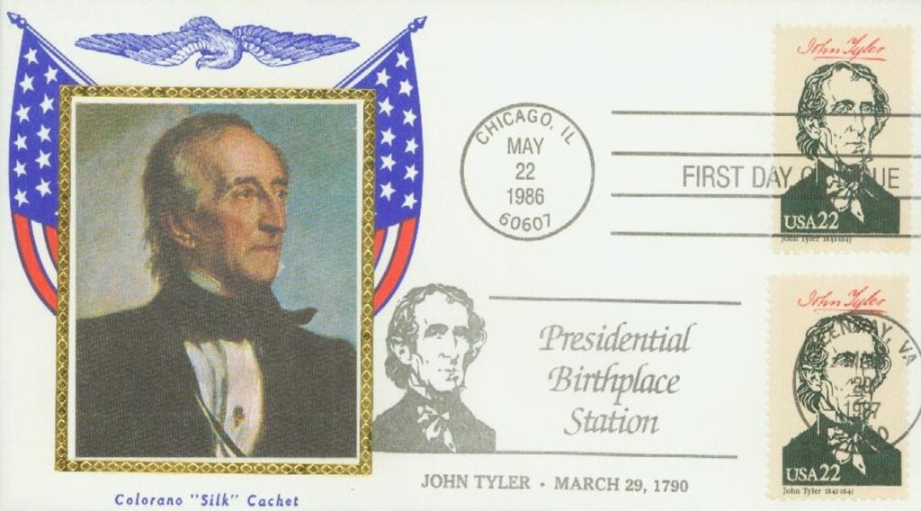 #2217a - 1986 22c Pres. Tyler Colorano Silk Cachet First Day Cover