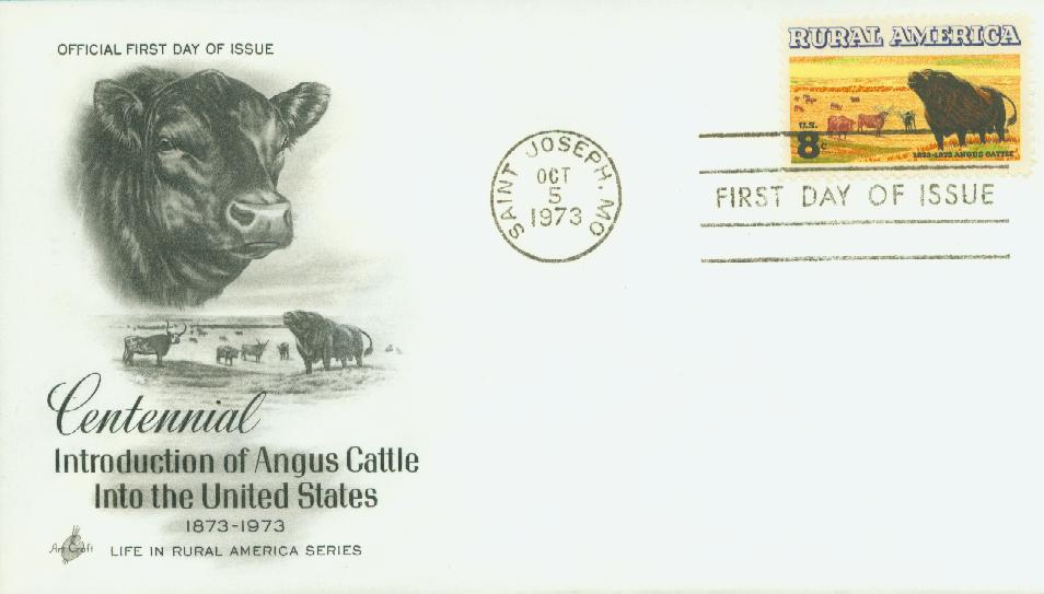 1973 8c Angus Cattle Classic First Day Cover