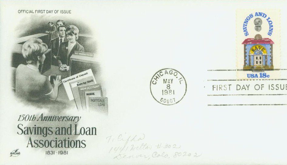 1981 18¢ Savings and Loan Sesquicentennial Classic First Day Cover