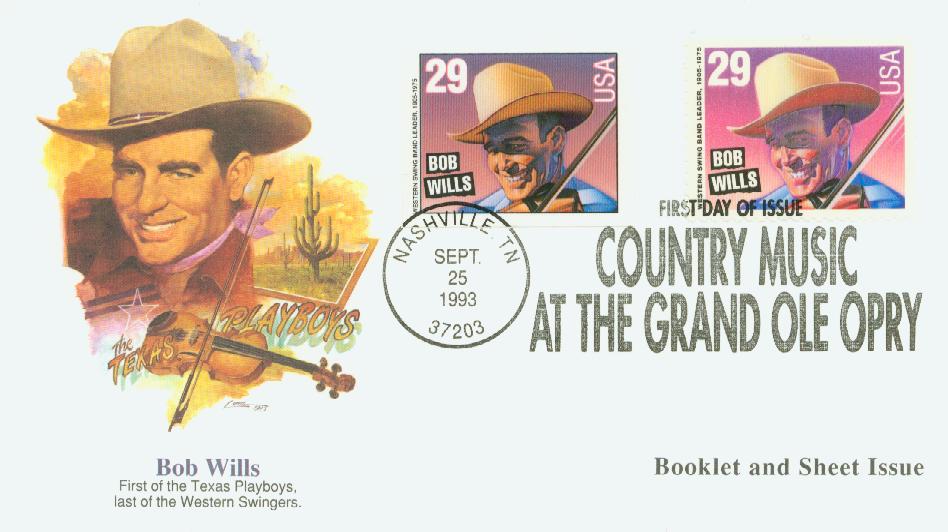 # 2774 - 1993 29c Country Music Legends: Bob Wills Fleetwood First Day Cover