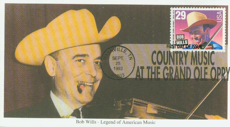 # 2774 - 1993 29c Country Music Legends: Bob Wills Mystic First Day Cover