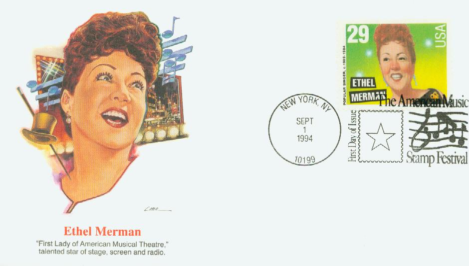 # 2853 - 1994 29c Popular Singers: Ethel Merman Fleetwood First Day Cover