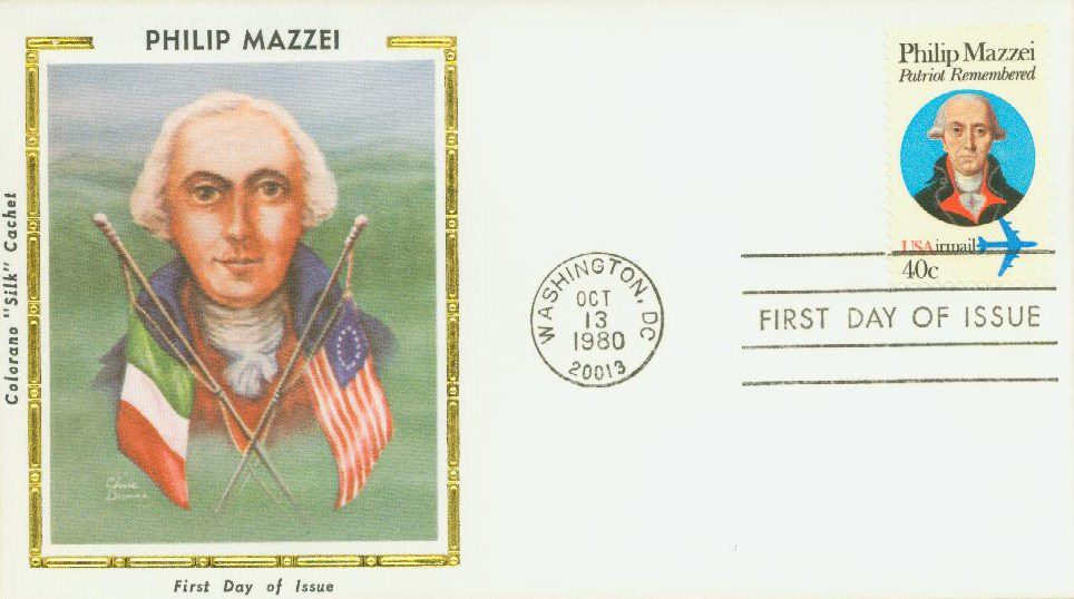 # C98 - 1980 40c Philip Mazzei Colorano Silk Cachet First Day Cover