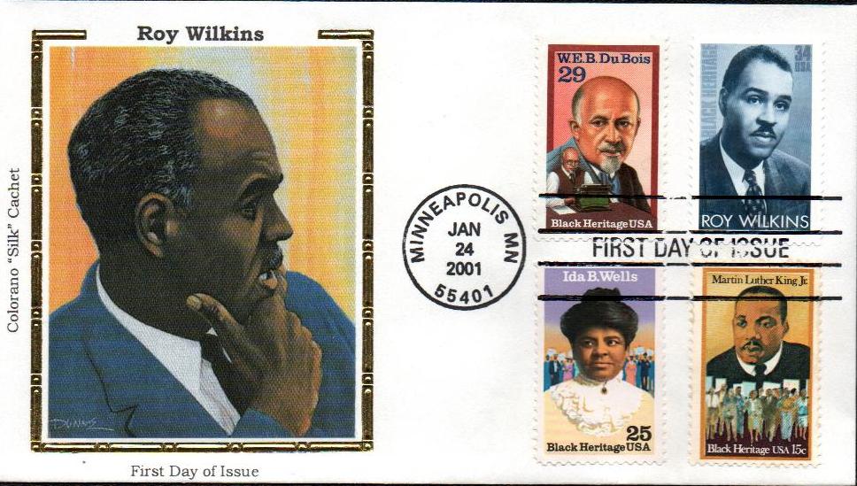2001 34¢ Roy Wilkins Colorano Silk Cachet Combination First Day Cover