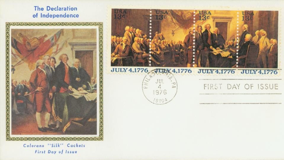 1976 13¢ Declaration of Independence Colorano Silk Cachet First Day Cover