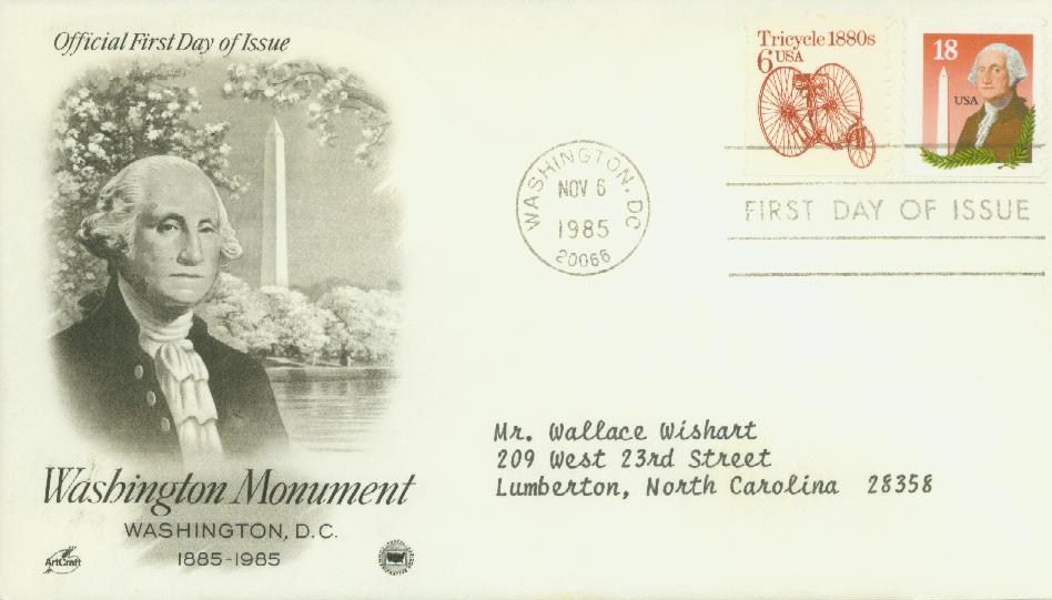 # 2149 - 1985 18c George Washington and Monument Classic First Day Cover