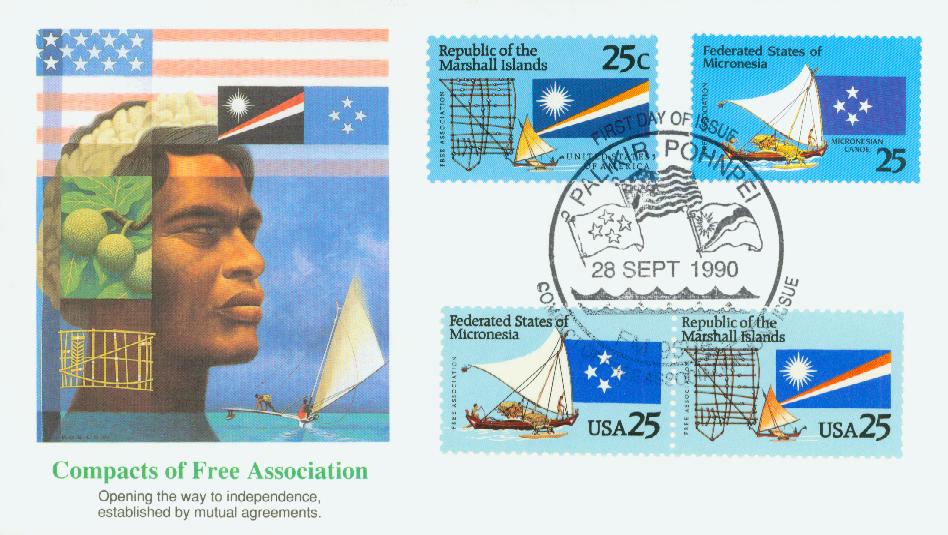 1990 25c Micronesia and Marshall Islands Combination First Day Cover 