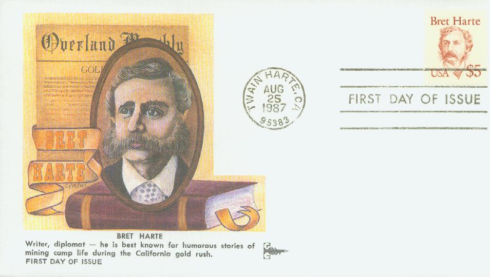 1987 $5 Great Americans: Bret Harte Fleetwood First Day Cover