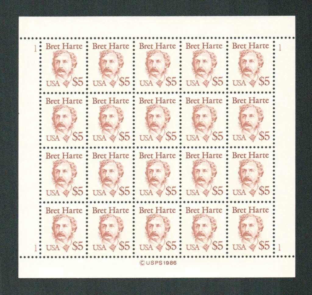 1987 $5 Bret Harte mint sheet