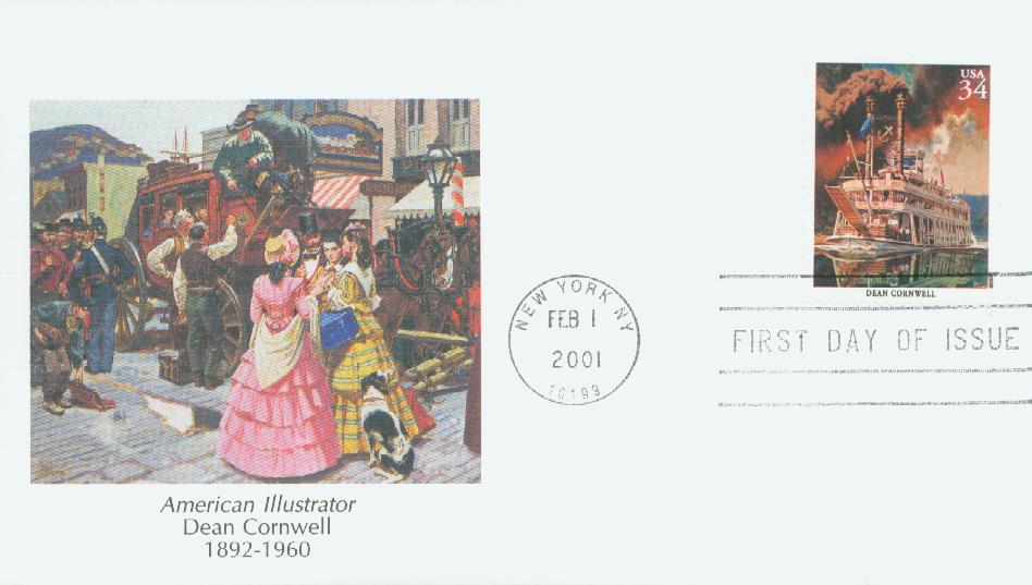 # 3502j - 2001 34c American Illustrator Dean Cornwell Classic First Day Cover