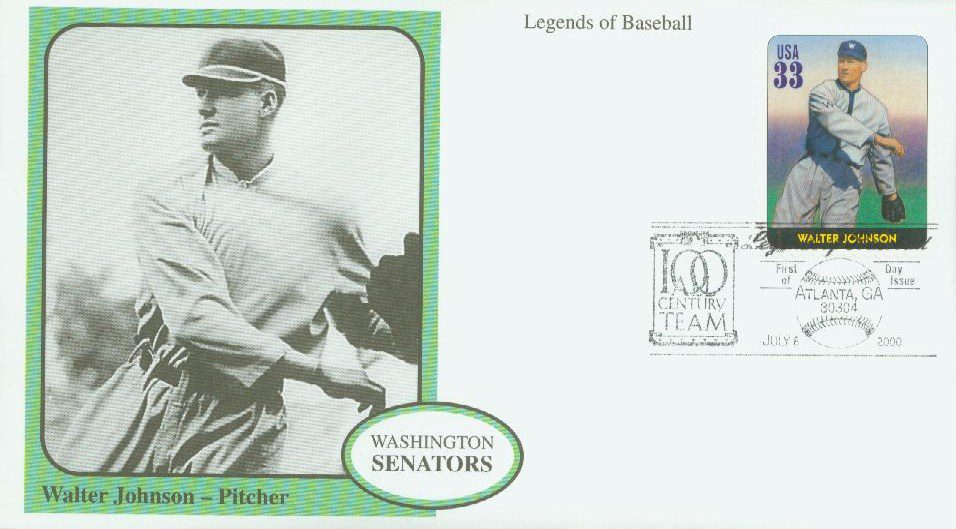 # 3408i - 2000 33c Walter Johnson Mystic First Day Cover
