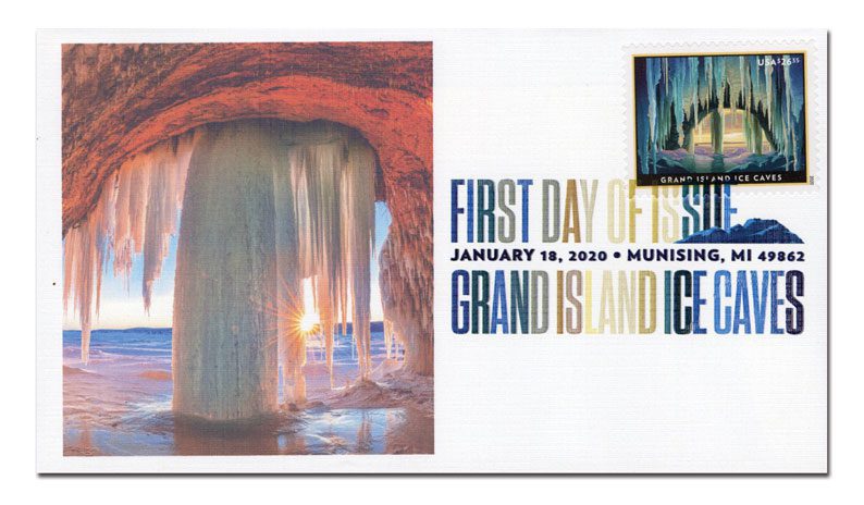 # 5430 - 2020 $26.35 Grand Island Ice Caves, Express Mail Fleetwood First Day Cover with Digital Color Cancel