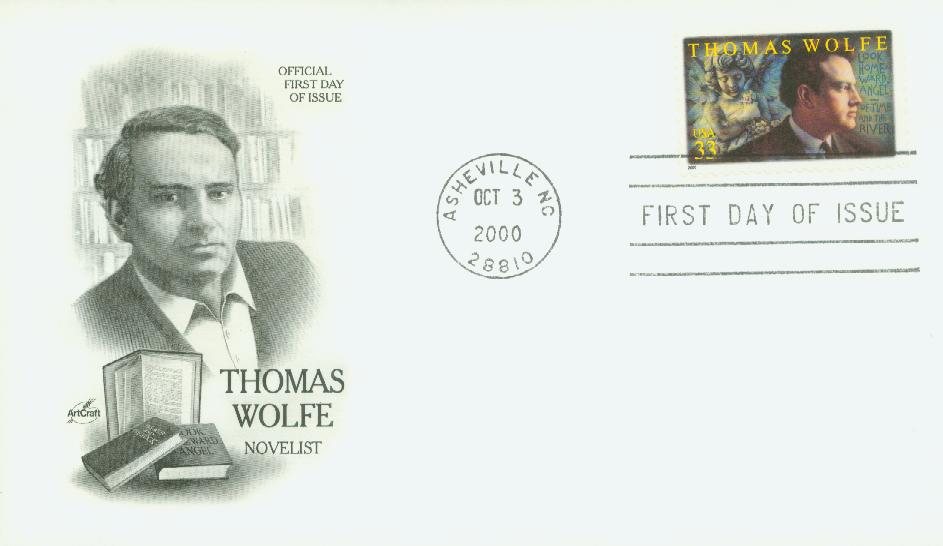 2000 33¢ Thomas Wolfe Classic First Day Cover