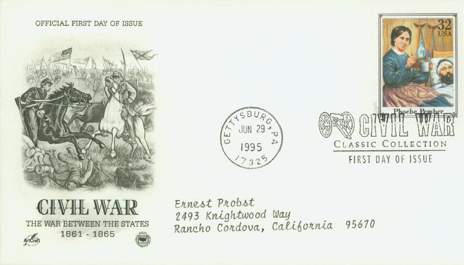 1995 32¢ Phoebe Pember Classic First Day Cover