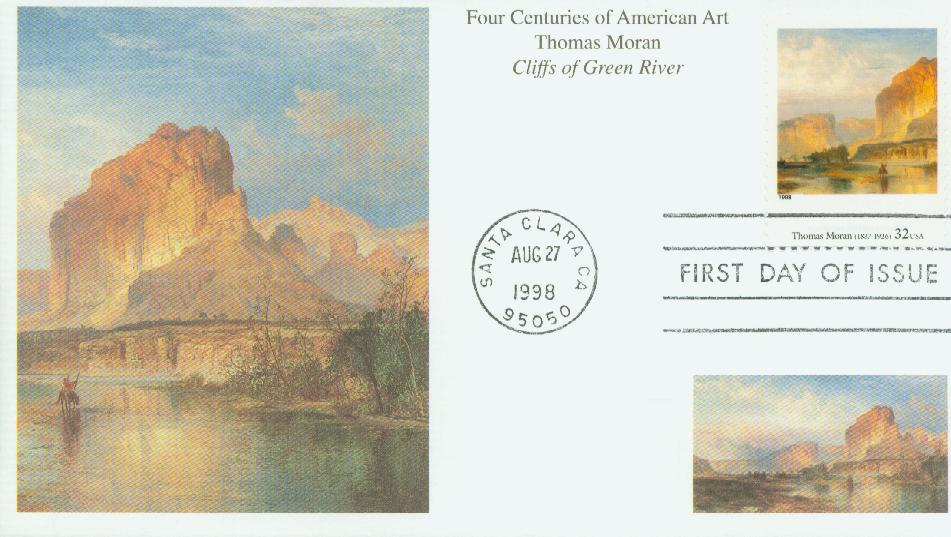 # 3236l - 1998 32c Four Centuries of American Art: Thomas Moran Mystic First Day Cover