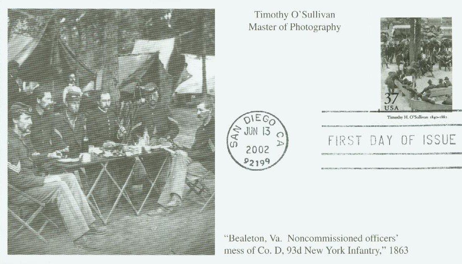 # 3649b - 2002 37c Masters of American Photography: Timothy H. O'Sullivan Mystic First Day Cover
