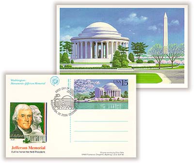 1989 15¢ Postal Card - Jefferson Memorial
