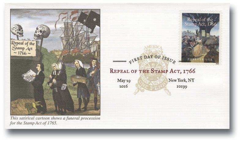 # 5064 - 2016 Repeal of the Stamp Act, 1766 Fleetwood First Day Cover with Digital Color Cancel