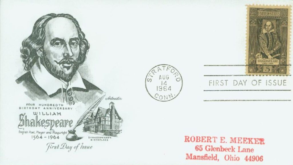 #1250 - 1964 5c William Shakespeare Classic First Day Cover