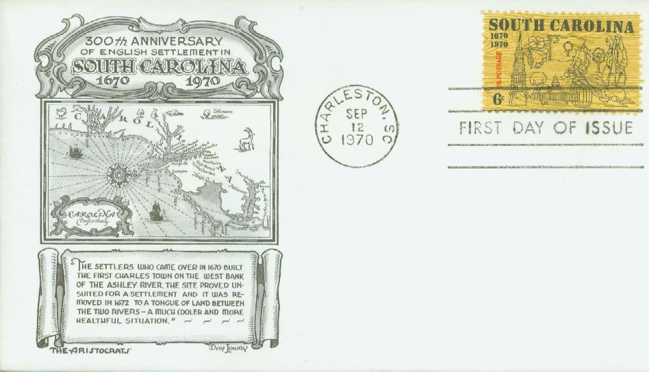 # 1407 - 1970 6c South Carolina Tercentenary Classic First Day Cover