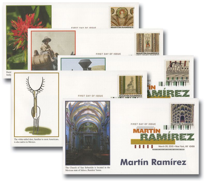 # 4968-72 - 2015 First-Class Forever Stamp - Martin Ramirez (1895-1963) Fleetwood First Day Cover Set with Digital Color Cancels