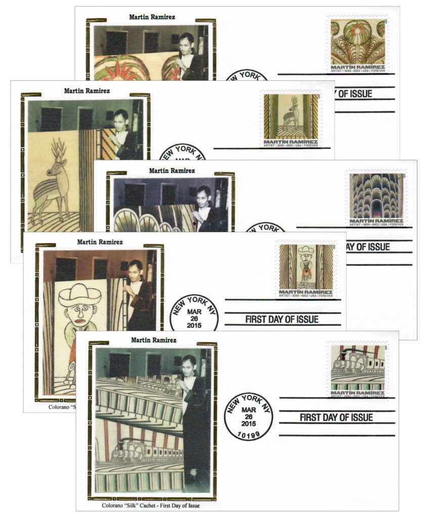 # 4968-72 - 2015 First-Class Forever Stamp - Martin Ramirez (1895-1963) Colorano Silk Cachet First Day Cover Set