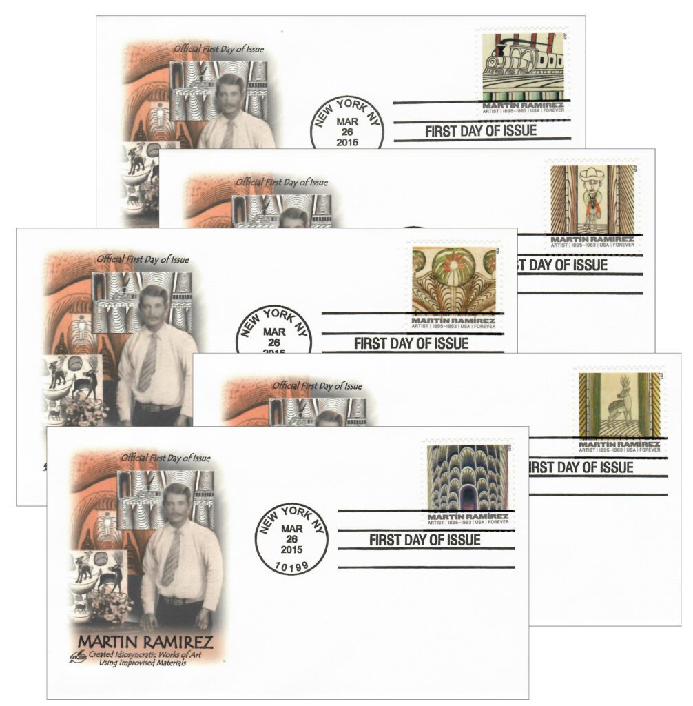 # 4968-72 - 2015 First-Class Forever Stamp - Martin Ramirez (1895-1963) Classic First Day Cover Set