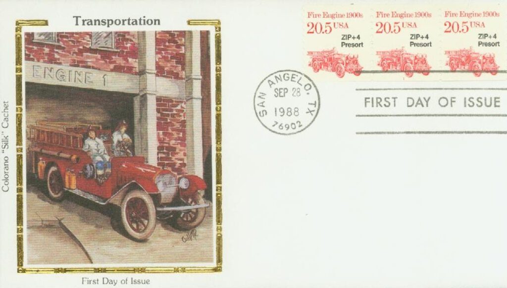 #2264 - 1988 20.5c Transportation Series: Fire Engine, 1900s  Colorano Silk Cachet First Day Cover