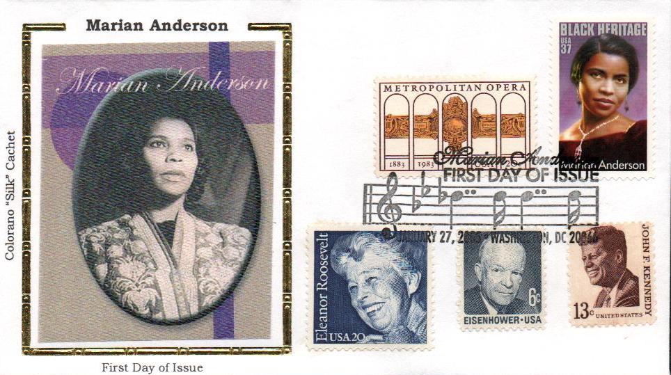 # 3896 - 2005 37c Black Heritage: Marian Anderson Colorano Silk Cachet Combination First Day Cover