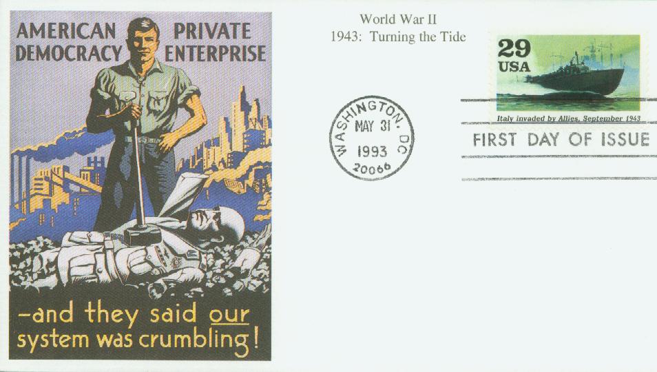 1992 29¢ Italy Invaded by Allies Mystic First Day Cover