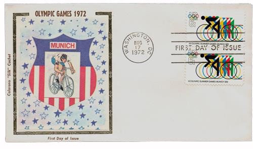 1972 6¢ 20th Summer Olympic Games Colorano Silk Cachet First Day Cover