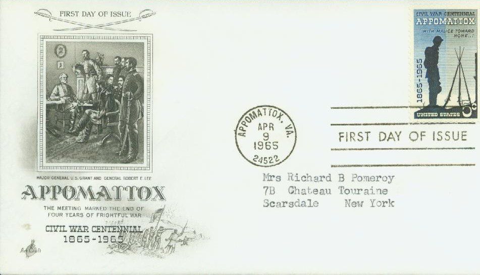 1965 5¢ Surrender at Appomattox Classic First Day Cover