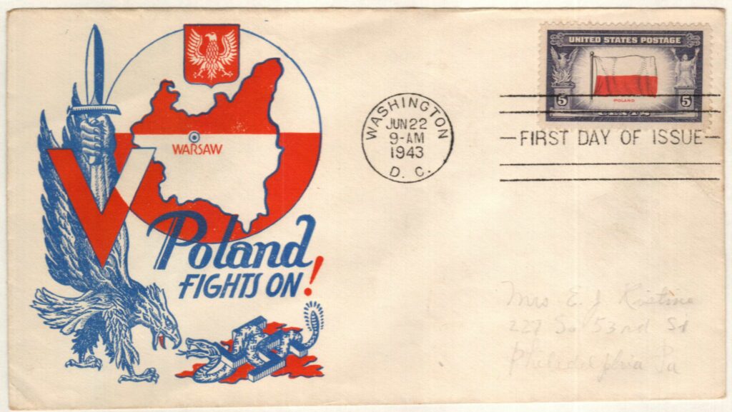 1943 5¢ Flag of Poland Classic First Day Cover