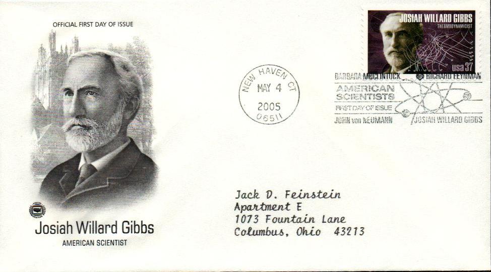 2005 37¢ Josiah Willard Gibbs Classic First Day Cover