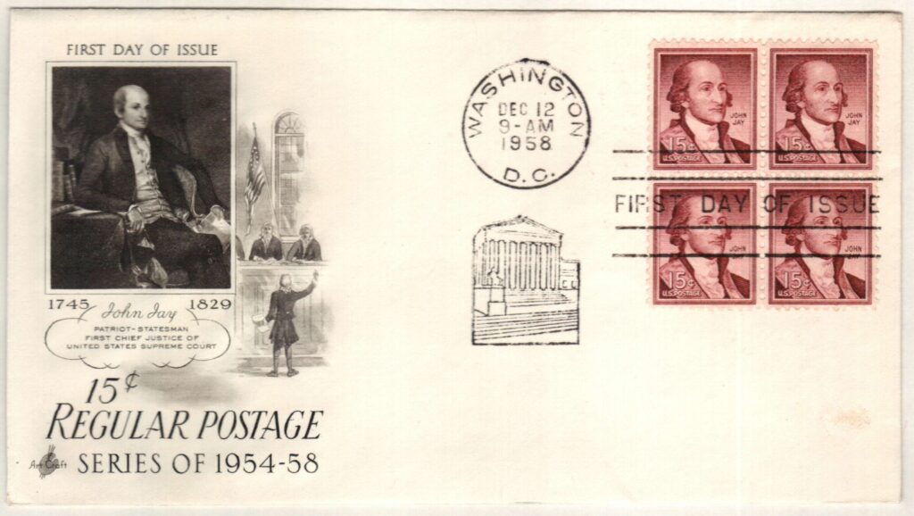 1046 - 1958 Liberty Series - 15¢ John Jay Classic First Day Cover
