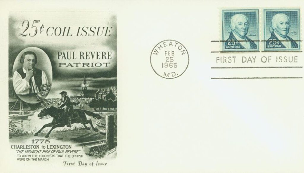 # 1059A - 1965 Liberty Series Coil Stamps - 25¢ Paul Revere Fleetwood First Day Cover