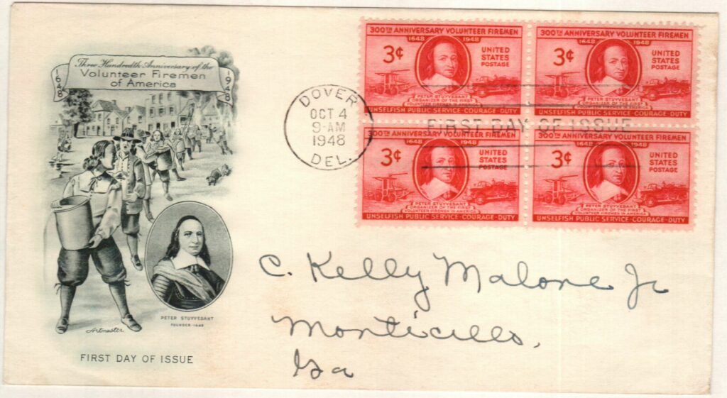 1948 3c Volunteer Firemen Classic First Day Cover