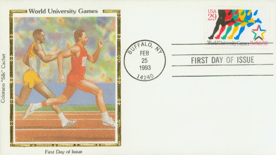 1993 29¢ World University Games Colorano Silk Cachet First Day Cover
