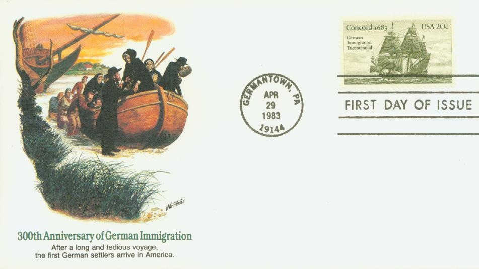 # 2040 - 1983 20c US and Germany Fleetwood First Day Cover
