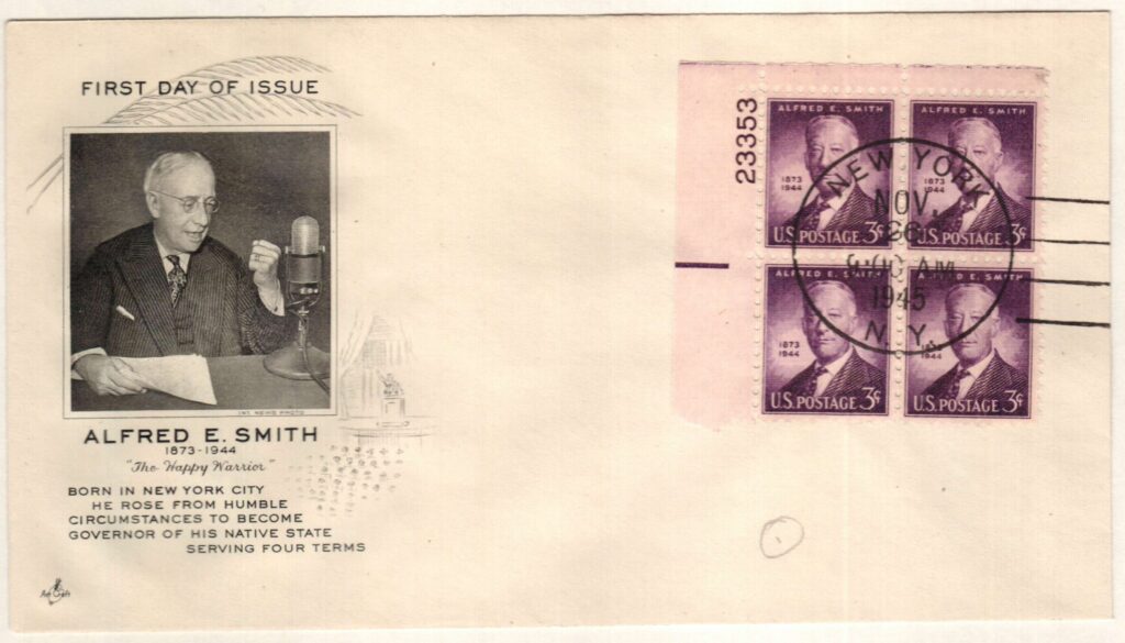 # 937 - 1945 3c Alfred E. Smith Classic First Day Cover