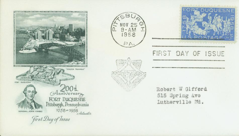# 1123 - 1958 4¢ Fort Duquesne Classic First Day Cover