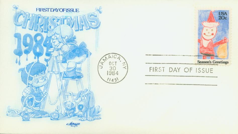 # 2108 - 1984 20c Contemporary Christmas: Drawing of Santa Claus Classic First Day Cover