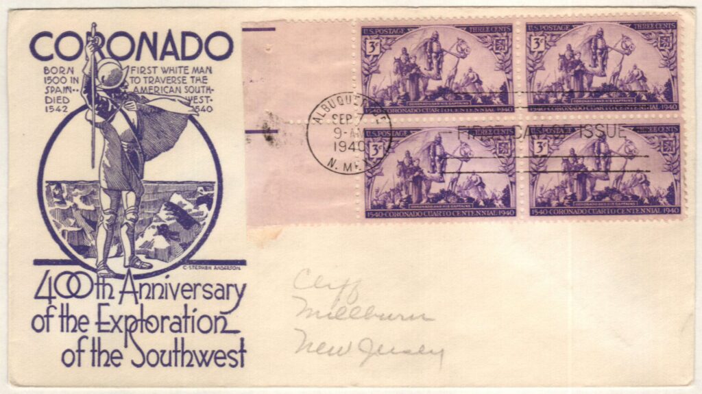 # 898 - 1940 3c Coronado Expedition Classic First Day Cover