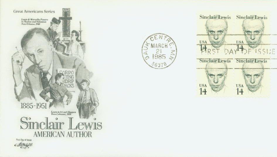# 1856 - 1985 14c Great Americans: Sinclair Lewis Classic First Day Cover