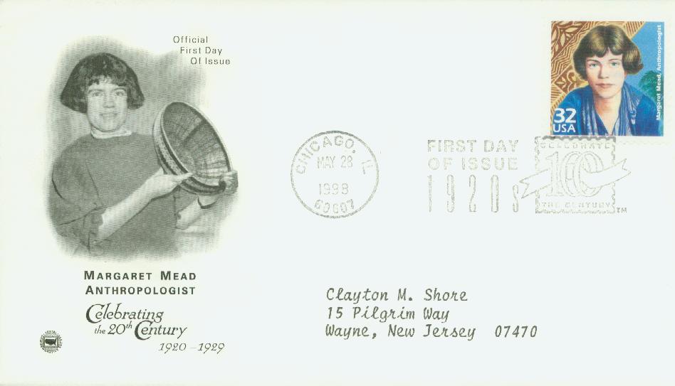 # 3184g - 1998 32c Celebrate the Century - 1920s: Margaret Mead Classic First Day Cover