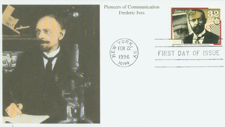 # 3063 - 1996 32c Pioneers of Communication: Frederic E. Ives Mystic First Day Cover